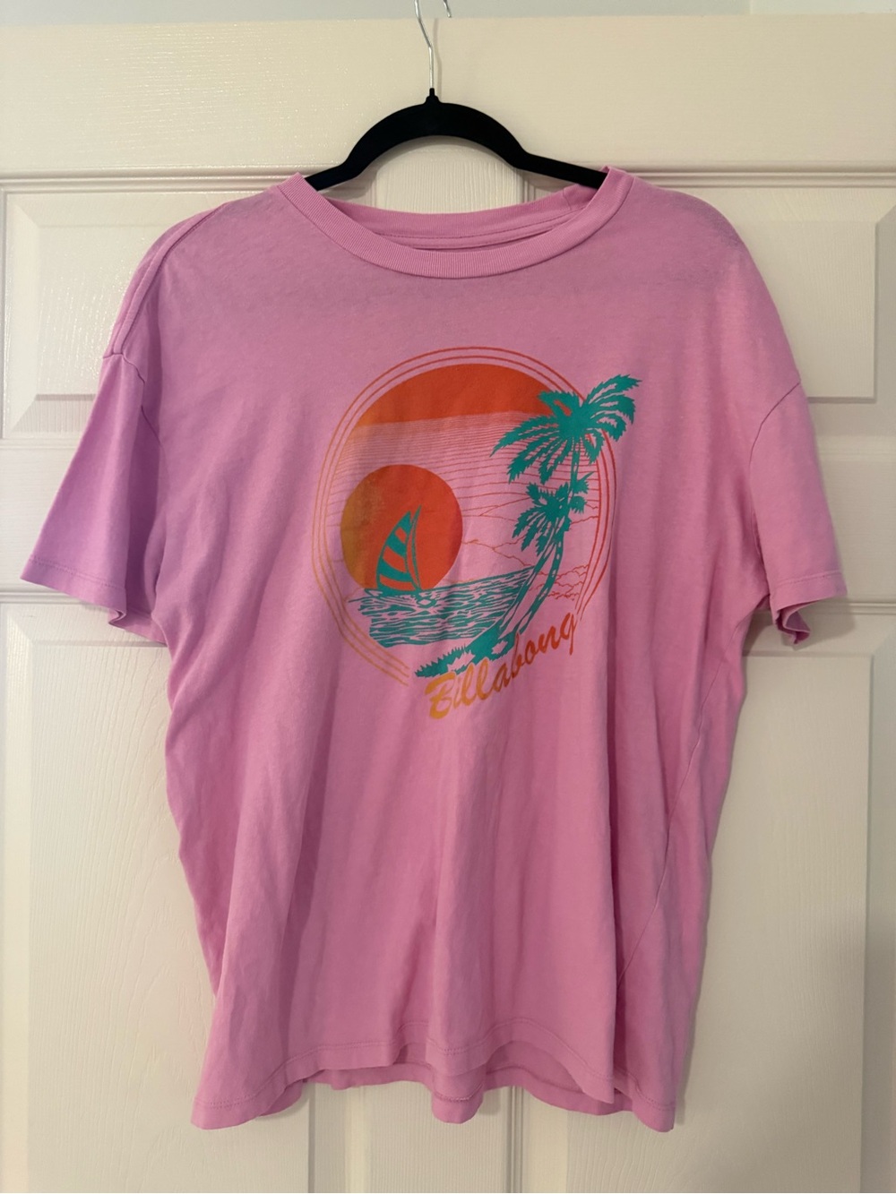 Billabong Pink Tee with Teal & Orange Surf Graphic